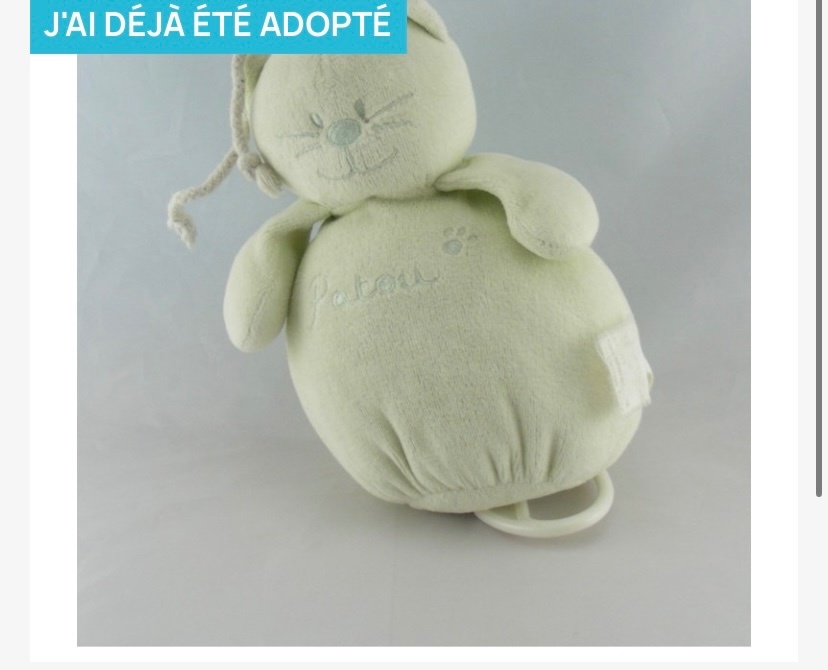 Recherche doudou Bengy Patou vert clair à musique