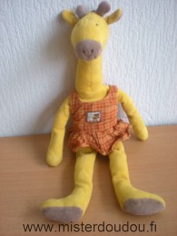Girafe Jaune robe carreaux orange Moulin roty