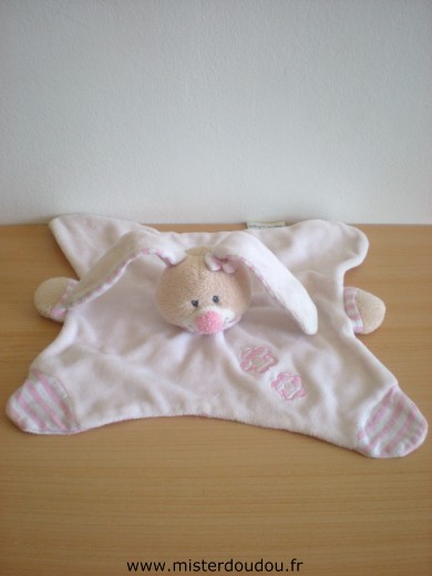 Lapin Rose dessus rayé rose blanc desssous Bout chou