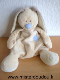Lapin Bloupi beige marron piece bleue Jollybaby