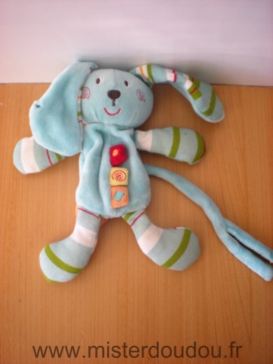 Lapin Bleu raye attache tetine Sucre d orge