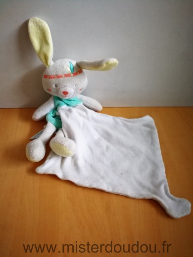 Lapin Bleu turquoie gris jaune mouchoir blanc Sucre d orge