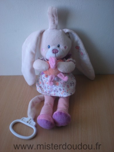 Lapin Mauve blanc robe motifs fleurs feuilles Tex