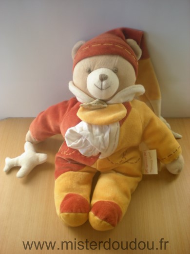 Ours Canelle orange marron mouchoir blanc avion Doudou et compagnie