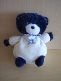 Ours Velours blanc peluche bleu marine Tartine et chocolat