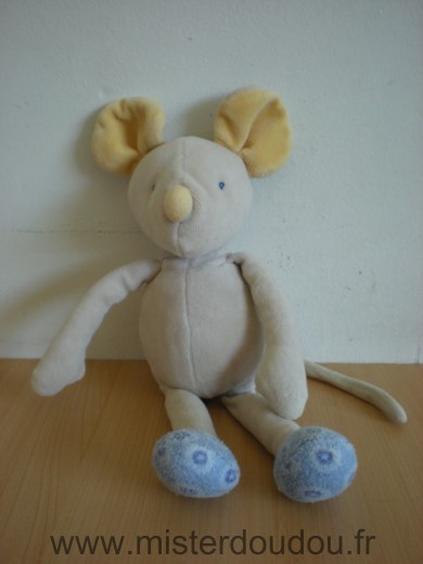Souris Lise et lulu gris bleu jaune Moulin roty