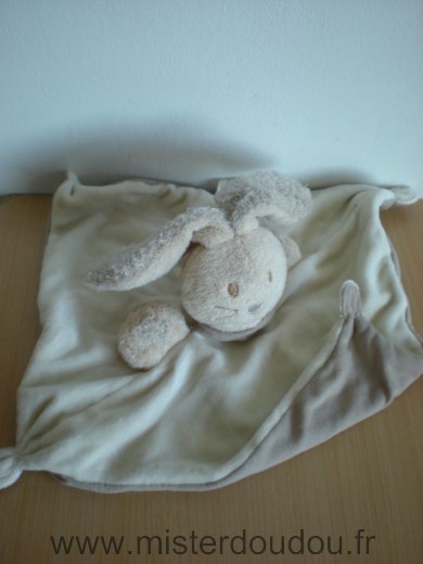 Nature et découvertes Lapin Ecru beige foulard et dessous en tissus uni marron - Très bon état