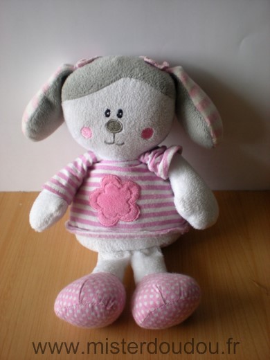 Maxita Lapin Gris rose blanc - Très bon état