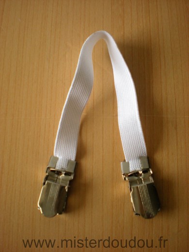 1 attache doudou Ruban Blanc elastique - Neuf