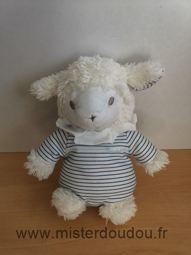 Pediatril Mouton Blanc raye bleu col blanc - Très bon état