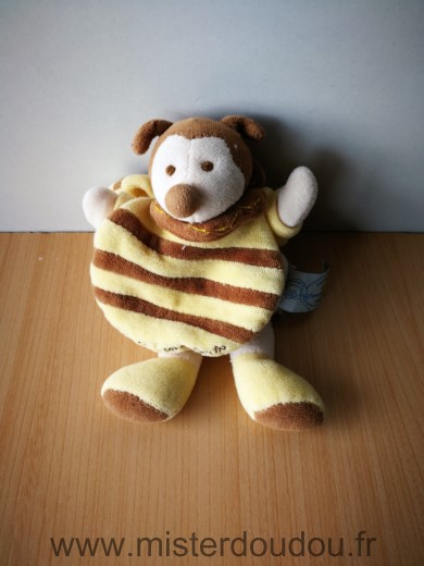Doudou et compagnie Abeille Ponpon cape raye jaune marron - Très bon état