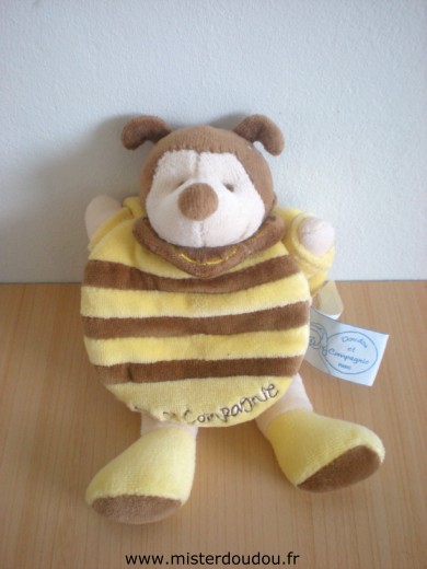 Doudou et compagnie Abeille Ponpon cape rayée jaune marron - Très bon état