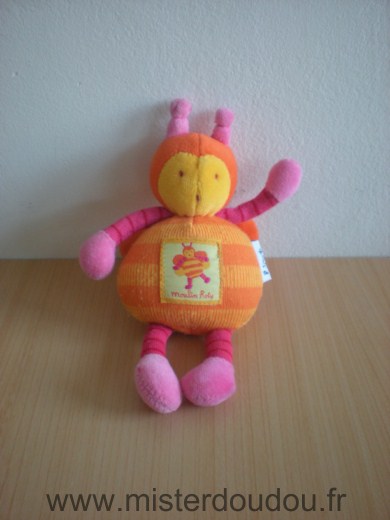 Moulin roty Abeille Jaune orange rose - Très bon état