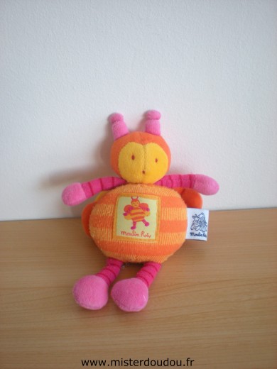 Moulin roty Abeille Orange jaune rose - Bon état