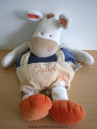 Doudou et compagnie Ane Bleu marine beige blanc - Très bon état