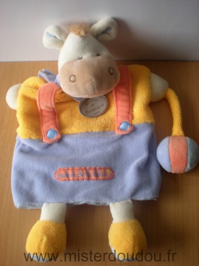 Doudou et compagnie Ane Graine de doudou jaune mauve orange - Très bon état