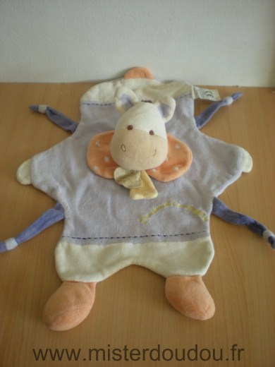 Doudou et compagnie Ane Justin plat mauve orange - Etat moyen