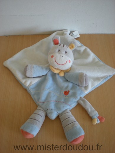 Nicotoy Ane Blanc bleu foulard jaune motif oiseau - Très bon état