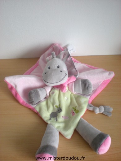 Ane Gris rose vert avec ane lapins brodés Nicotoy