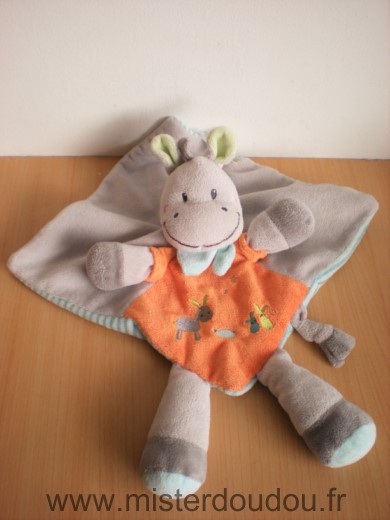 Nicotoy Ane Poney gris orange kiabi dos raye bleu blanc - Très bon état