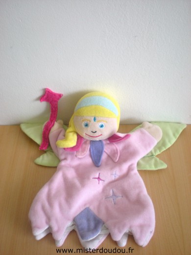 Cmp Bonhomme Fée rose ailes vertes baguette rose - Très bon état