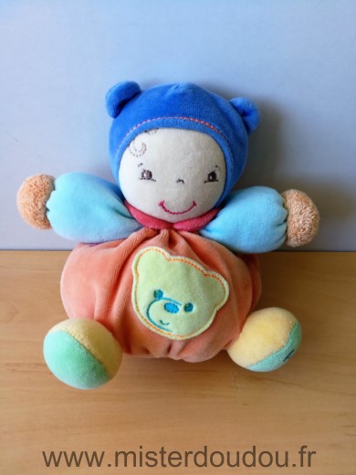 Kaloo Bonhomme Orange bleue tete ours - Très bon état