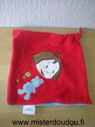Bonhomme Rouge tête enfant avec ours bleu dessous Societe générale