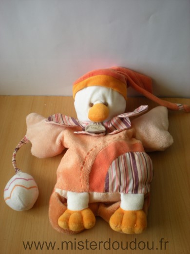 Doudou et compagnie Canard Banjo orange blanc - Très bon état