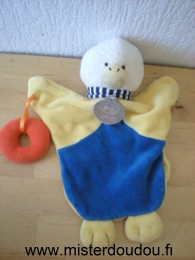 Doudou et compagnie Canard Bleu jaune anneau orange - Bon état