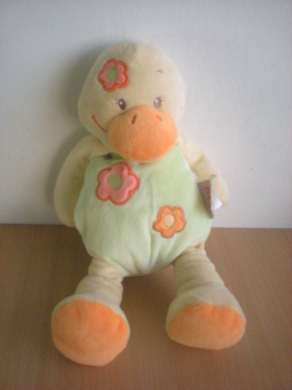 Doukidou Canard Jaune vert fleurs oranges - Très bon état