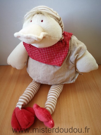 Moulin roty Canard Edouard ecru beige rouge - Très bon état