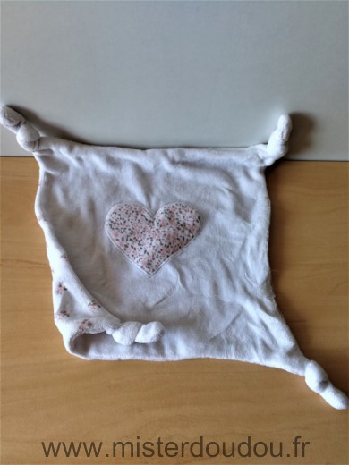 Carrefour france Carre Blanc coeur motifs fleurs dessous - Très bon état