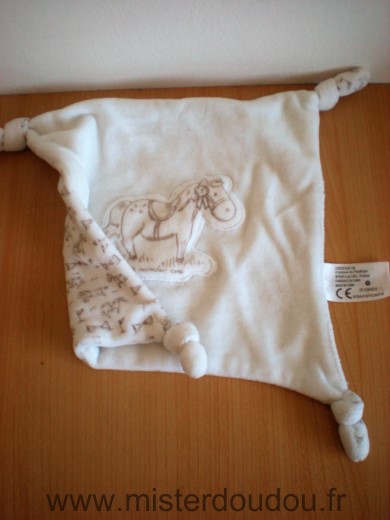 Carrefour france Carre Blanc motif cheval - Très bon état