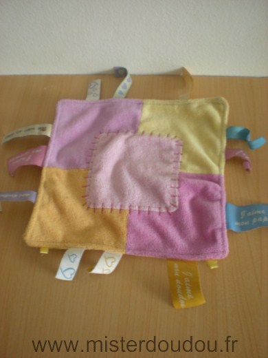Cmp Carre Rose orange jaune etiquettes un reve de bebe - Très bon état