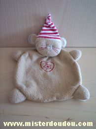 Absorba Chat Marron coeur rouge bonnet rayé rouge blanc - Très bon état