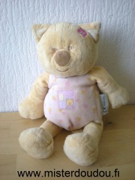 Amtoys Chat Beige rose motifs fleurs - Bon état