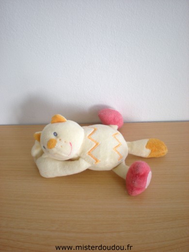 Baby sun Chat Ecru jaune rose scratch sous les mains - Très bon état