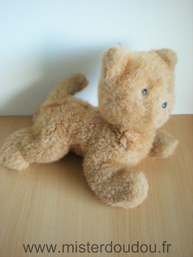 Boulgom Chat Peluche beige vintage boulgom etiquette noire - Très bon état