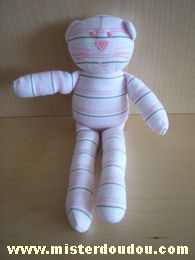 Chat Rayé rose blanc marron Bout chou