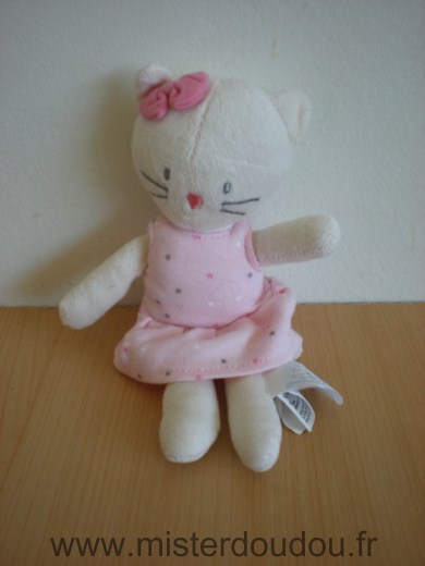 Chat Blanc robe rose Cadet rousselle