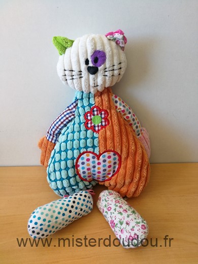 Cp international Chat Bleu vert blanc orange coeur - Très bon état