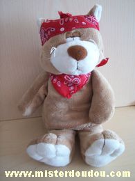 Cp international Chat Marron foulard rouge - Très bon état