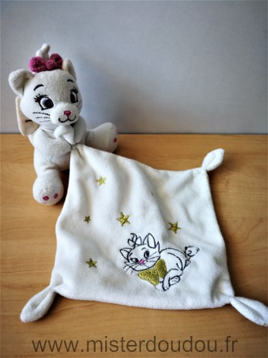 Disney Chat Blanc mouchoir etoiles jaunes marie les aristochat - Très bon état