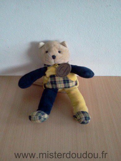 Doudou et compagnie Chat Bleu marine jaune - Bon état