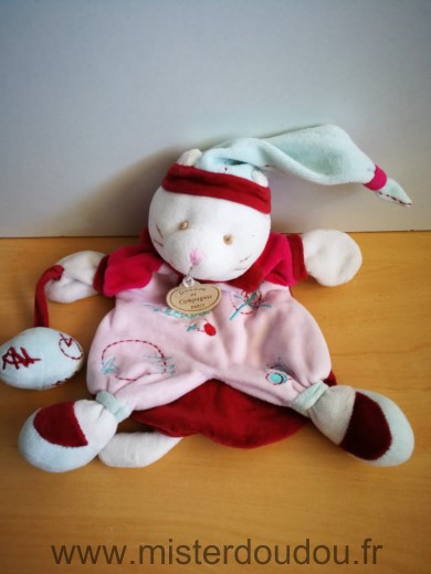 Doudou et compagnie Chat Catchou rose bordeaux bleu - Très bon état