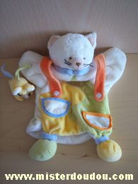 Chat Vert jaune blanc col bleu Doudou et compagnie
