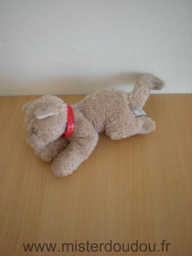 Gund Chat Beige collier rouge - Bon état