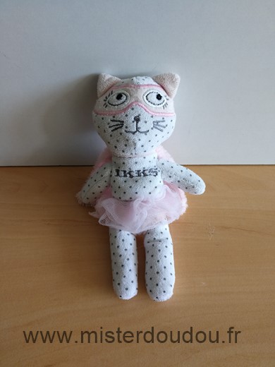 Ikks Chat Blanc cape rose masque - Très bon état
