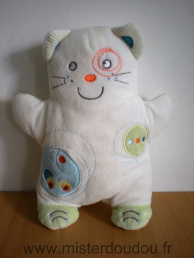 Nicotoy Chat Blanc rond vert bleu voiture - Très bon état