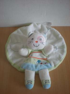 Chat Blanc vert bleu motif voiture Nicotoy